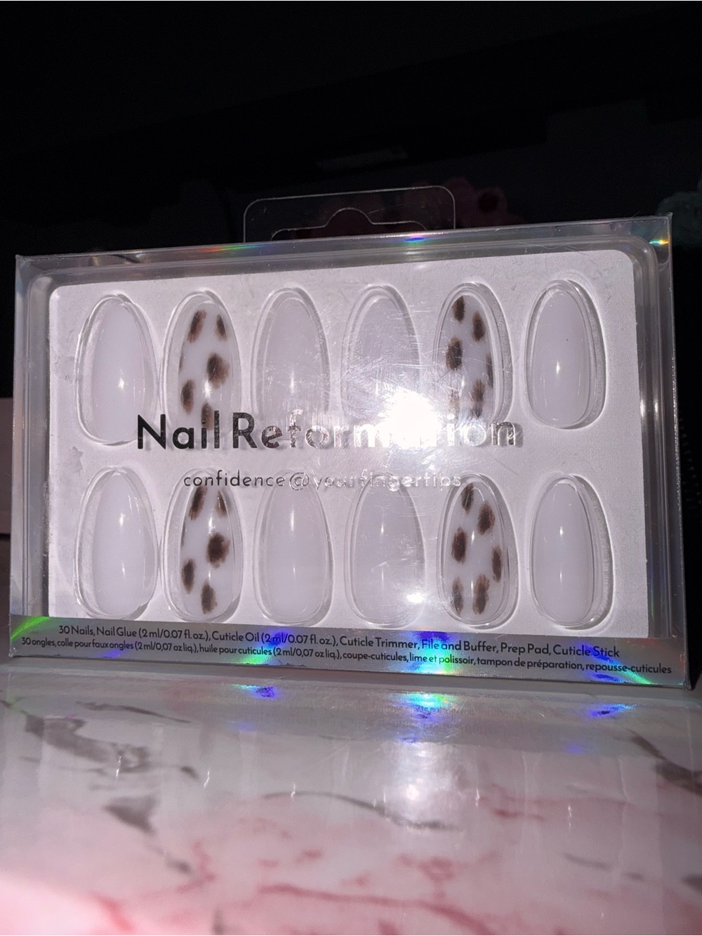 Nail Reformation White Press-On Nail Set with Leopard Accent